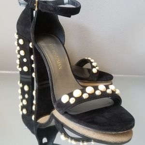 Stuart Weitzman MorePearls Black Sandals